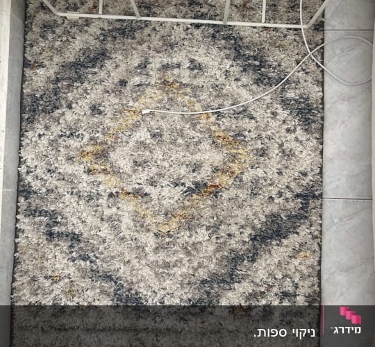 שטיח עם דוגמה גיאומטרית על רצפה